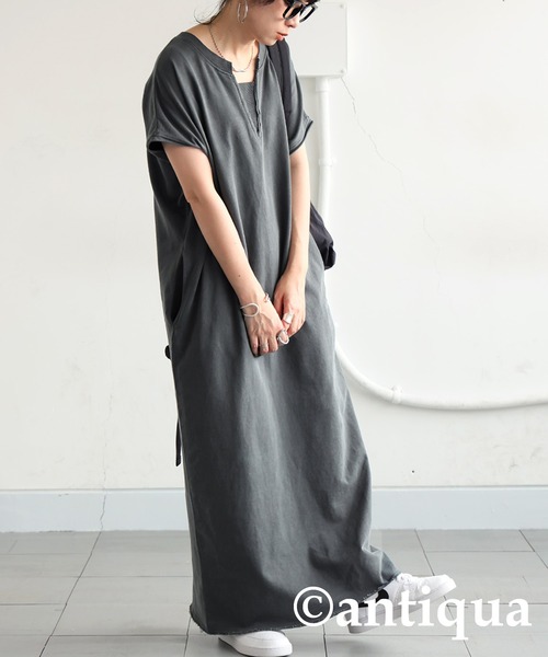 antiqua(アンティカ)の「ピグメント加工ワンピース(ワンピース・レディース・ダークグレー/ブラック・ONESIZE)」の3枚目の写真