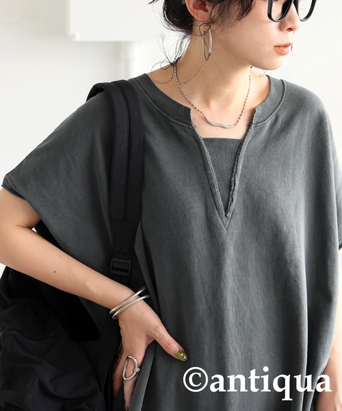 antiqua(アンティカ)の「ピグメント加工ワンピース(ワンピース・レディース・ダークグレー/ブラック・ONESIZE)」の4枚目の写真