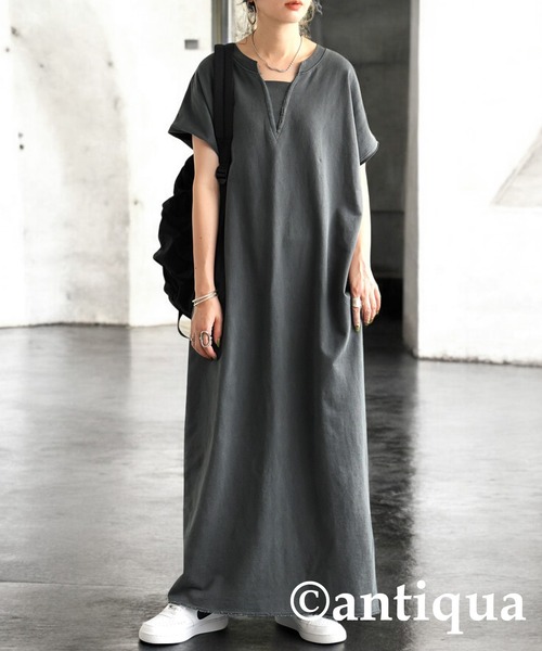 antiqua(アンティカ)の「ピグメント加工ワンピース(ワンピース・レディース・ダークグレー/ブラック・ONESIZE)」の7枚目の写真