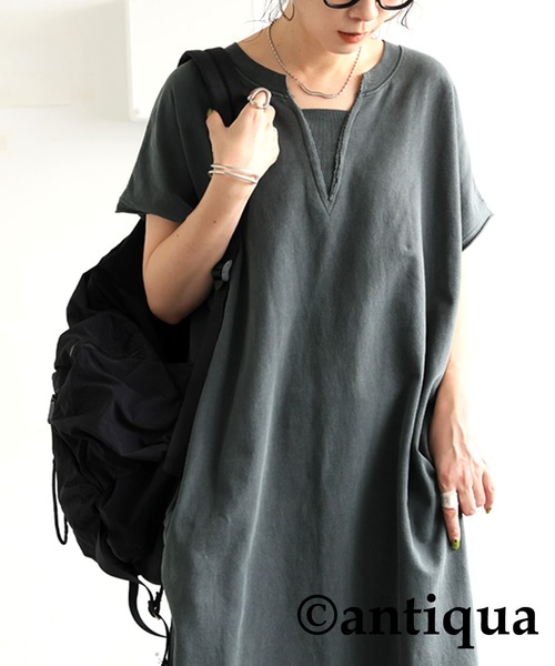 antiqua(アンティカ)の「ピグメント加工ワンピース(ワンピース・レディース・ダークグレー/ブラック・ONESIZE)」の8枚目の写真