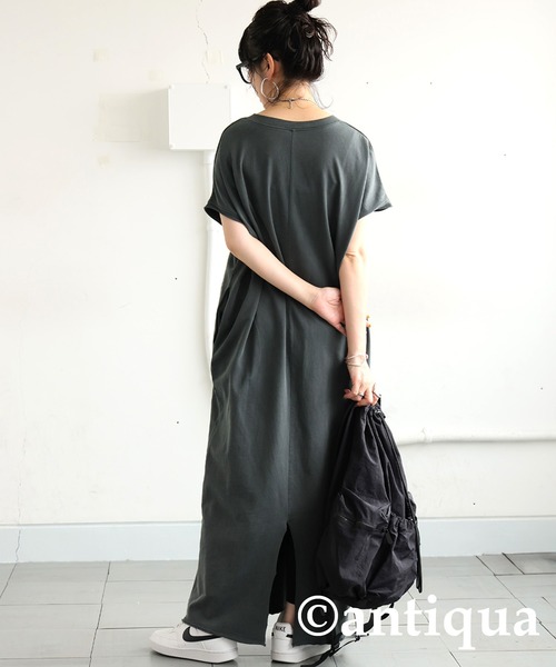 antiqua(アンティカ)の「ピグメント加工ワンピース(ワンピース・レディース・ダークグレー/ブラック・ONESIZE)」の10枚目の写真