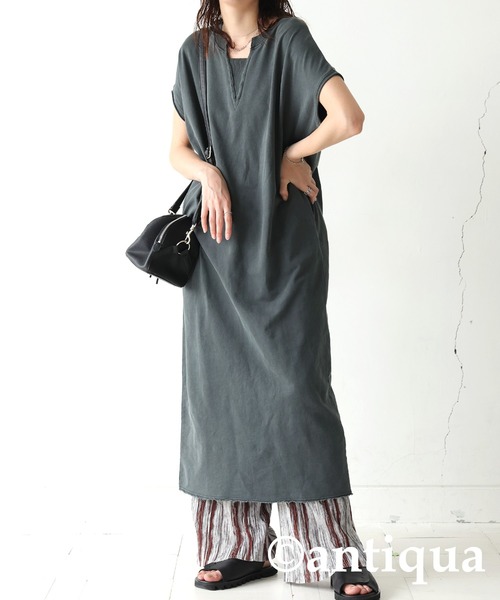 antiqua(アンティカ)の「ピグメント加工ワンピース(ワンピース・レディース・ダークグレー/ブラック・ONESIZE)」の12枚目の写真