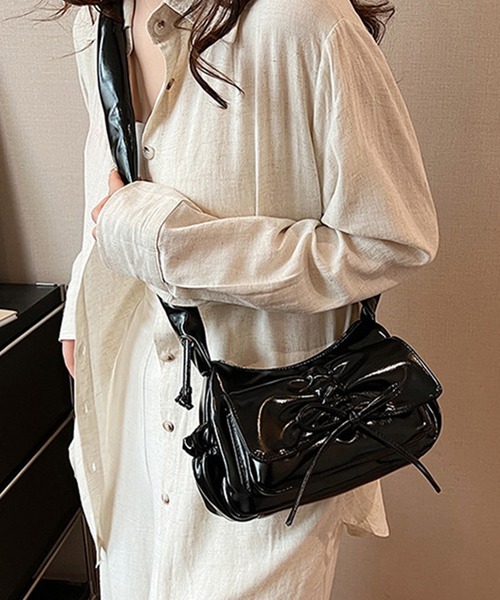 Lace Ladies（レースレディース）の「ギャザー ハンドル リボン付き ラウンド ショルダーバッグ（ショルダーバッグ・レディース・シルバー/アイボリー/ブラック・FREE）」の18枚目の写真
