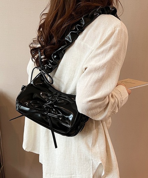 Lace Ladies（レースレディース）の「ギャザー ハンドル リボン付き ラウンド ショルダーバッグ（ショルダーバッグ・レディース・シルバー/アイボリー/ブラック・FREE）」の20枚目の写真