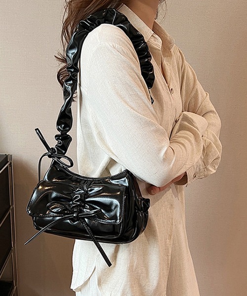 Lace Ladies（レースレディース）の「ギャザー ハンドル リボン付き ラウンド ショルダーバッグ（ショルダーバッグ・レディース・シルバー/アイボリー/ブラック・FREE）」の21枚目の写真