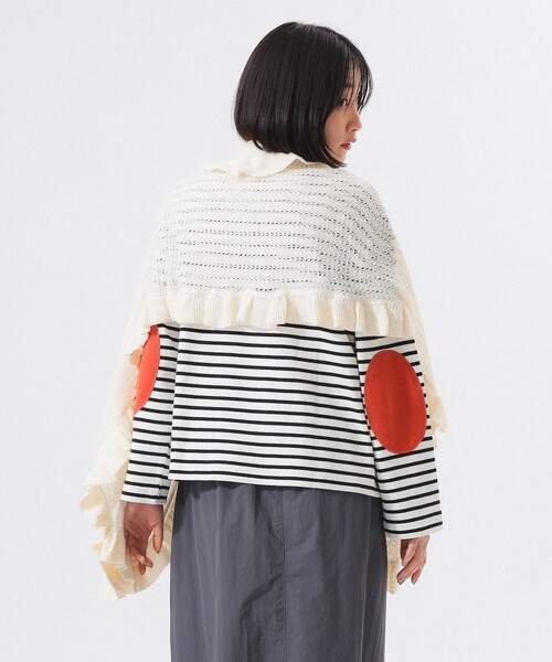 BEAMS BOY（ビームスボーイ）の「透かし編み フリル ストール（マフラー・レディース・グレー/オフホワイト/ブラウン/ブラック・ONE SIZE）」の11枚目の写真