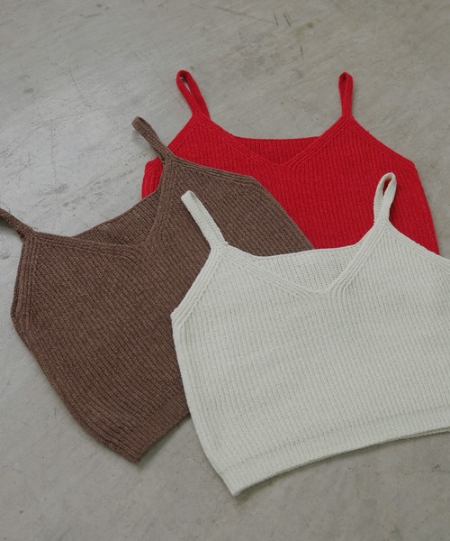 LIAN（リアン）の「リブニットキャミソール（キャミソール・レディース・ブラウン/レッド/アイボリー・FREE）」の5枚目の写真