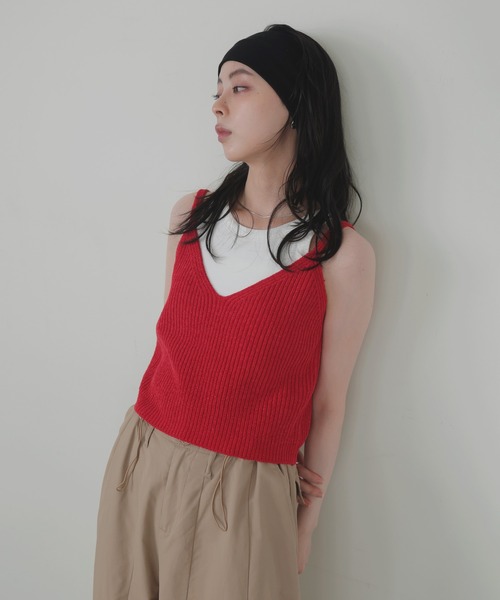 LIAN（リアン）の「リブニットキャミソール（キャミソール・レディース・ブラウン/レッド/アイボリー・FREE）」の7枚目の写真