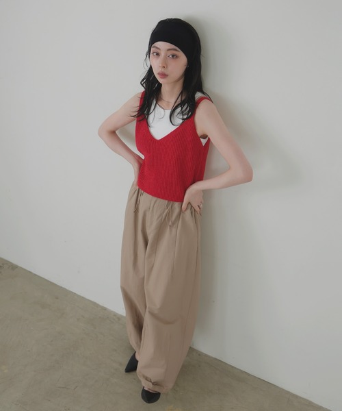 LIAN（リアン）の「リブニットキャミソール（キャミソール・レディース・ブラウン/レッド/アイボリー・FREE）」の8枚目の写真