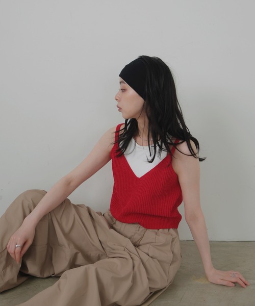 LIAN（リアン）の「リブニットキャミソール（キャミソール・レディース・ブラウン/レッド/アイボリー・FREE）」の11枚目の写真