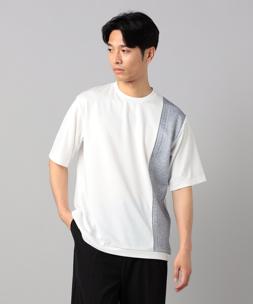 COMME CA MEN(コムサメン)の「ケーブルコンビ Tシャツ(Tシャツ/カットソー・メンズ・ホワイト/ブラック/ネイビー・M/L)」の2枚目の写真