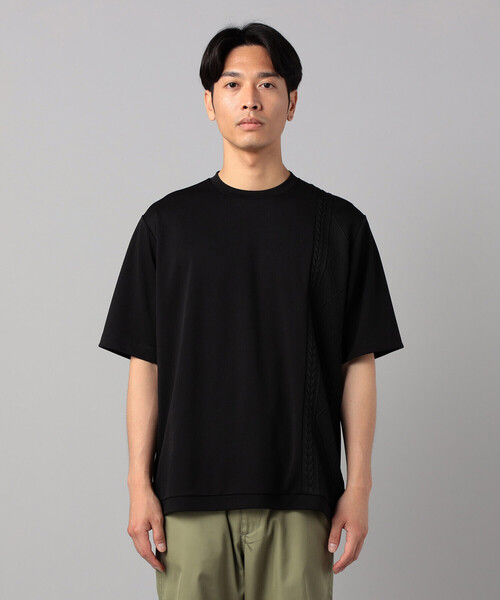 COMME CA MEN(コムサメン)の「ケーブルコンビ Tシャツ(Tシャツ/カットソー・メンズ・ホワイト/ブラック/ネイビー・M/L)」の4枚目の写真
