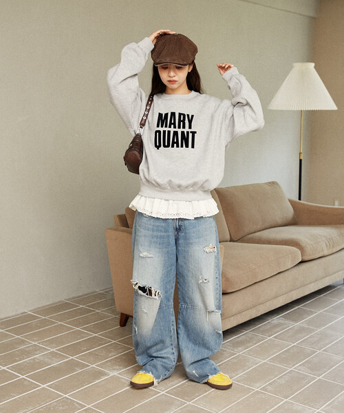 セール】MARY 送料込み 定価以下ロゴモカブルゾン 新作オンライン＆全国完売色 マリークワント QUANT 裾レース ロゴ PUBLUX/マリークワント × ジャケット・アウター