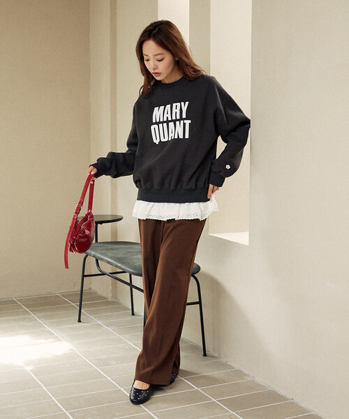 MARY QUANT × PUBLUX/マリークワント ロゴ 裾レース フロッキー
