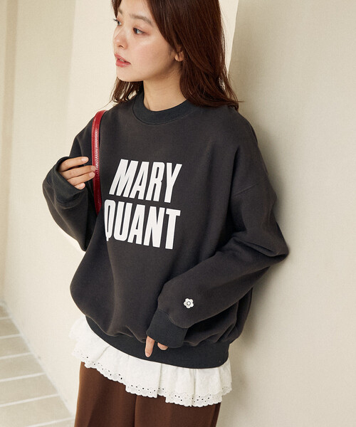 新品未使用タグ付★MARY QUANT × PUBLUXレースロゴスウェット MARY QUANT × PUBLUX/マリークワント ロゴ 裾レース フロッキー