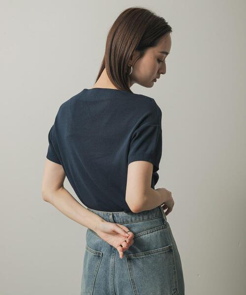 Traditional Weatherwear ⭐︎ 半袖ニットベージュ　極美品 セール】ウォッシャブル ラメ メロークルー5分袖ニット/半袖