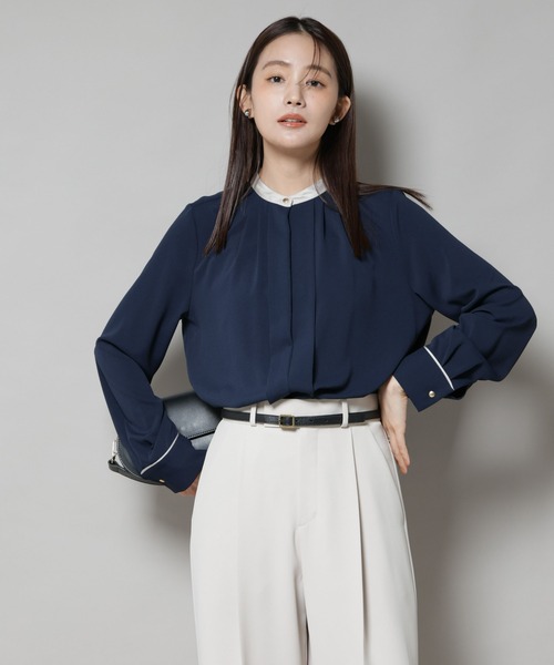 セール】スタンドバイカラータックブラウス（シャツ/ブラウス）｜NANO