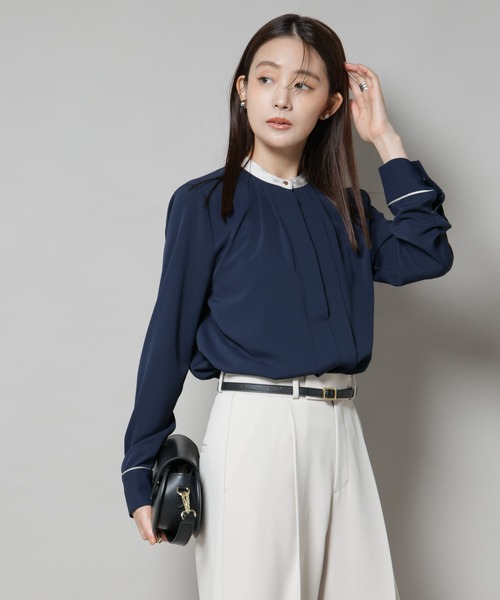 スタンドカラータックブラウス スタンドカラータックブラウス - SOÉJU online store｜上質な
