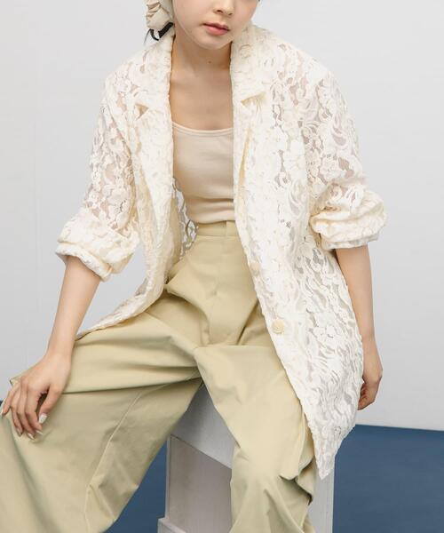 KBF（ケイビーエフ）の「モールレーステーラードジャケット（その他アウター・レディース・アイボリー/ブラック/ブラウン・ONE）」の4枚目の写真