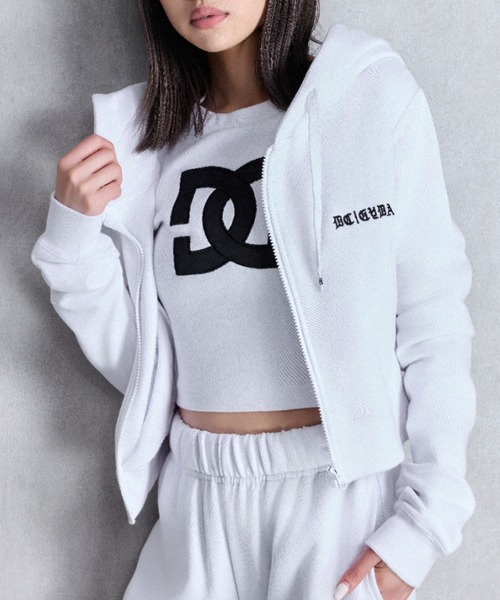 DC(ディーシー)の「GYDA×DC OE LOGOショートスウェットZIP UPパーカー(パーカー・レディース・グリーン/オフホワイト/ブラック・FREE)」の2枚目の写真