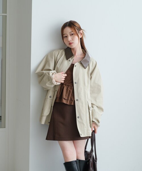 Kastane(カスタネ)の「*ハンティングジャケット(ブルゾン・レディース・アイボリー/ブラック/カーキ・FREE)」の17枚目の写真