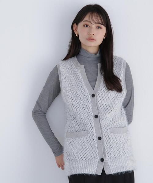 NATURAL BEAUTY BASIC(ナチュラルビューティーベーシック)の「◇フェザーヤーンボクシーベスト(ベスト・レディース・グレー/ブラウン/オフホワイト・FREE)」の8枚目の写真