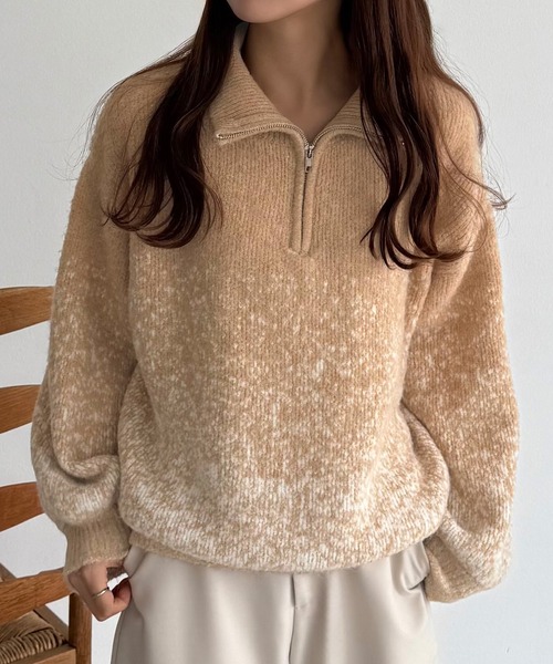 callautia(カラウティア)の「ハーフジップグラデーションニット(ニット/セーター・レディース・チャコール/ベージュ/ブルー・MEDIUM/LARGE)」の7枚目の写真