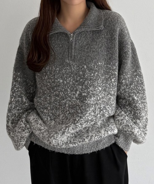 callautia(カラウティア)の「ハーフジップグラデーションニット(ニット/セーター・レディース・チャコール/ベージュ/ブルー・MEDIUM/LARGE)」の8枚目の写真
