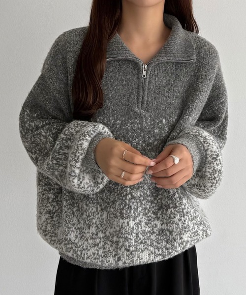 callautia(カラウティア)の「ハーフジップグラデーションニット(ニット/セーター・レディース・チャコール/ベージュ/ブルー・MEDIUM/LARGE)」の9枚目の写真
