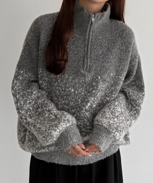 callautia(カラウティア)の「ハーフジップグラデーションニット(ニット/セーター・レディース・チャコール/ベージュ/ブルー・MEDIUM/LARGE)」の10枚目の写真