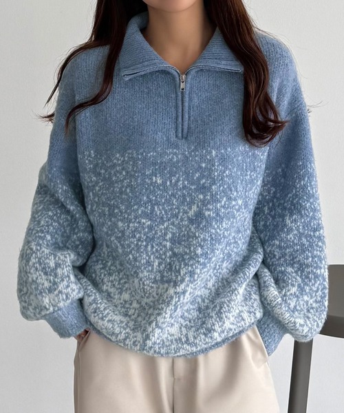 callautia(カラウティア)の「ハーフジップグラデーションニット(ニット/セーター・レディース・チャコール/ベージュ/ブルー・MEDIUM/LARGE)」の13枚目の写真