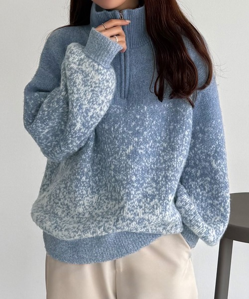 callautia(カラウティア)の「ハーフジップグラデーションニット(ニット/セーター・レディース・チャコール/ベージュ/ブルー・MEDIUM/LARGE)」の15枚目の写真