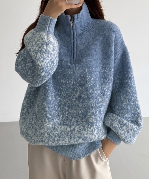 callautia(カラウティア)の「ハーフジップグラデーションニット(ニット/セーター・レディース・チャコール/ベージュ/ブルー・MEDIUM/LARGE)」の16枚目の写真