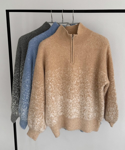 callautia(カラウティア)の「ハーフジップグラデーションニット(ニット/セーター・レディース・チャコール/ベージュ/ブルー・MEDIUM/LARGE)」の18枚目の写真
