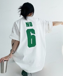 Dalfwin | 韓国ファッション 6ロゴデザイン半袖Tシャツ(Tシャツ/カットソー)