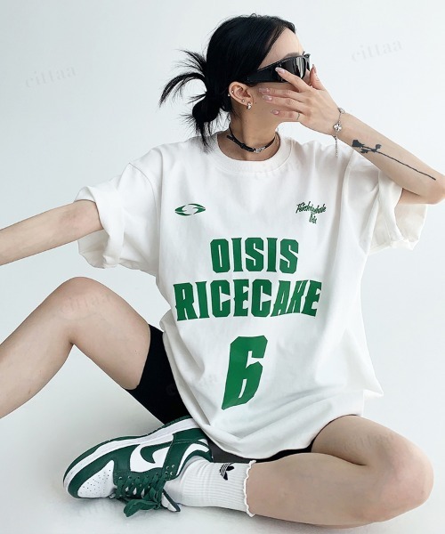 Dalfwin（ダールフィン）の「韓国ファッション 6ロゴデザイン半袖Tシャツ（Tシャツ/カットソー・レディース・グレー/ホワイト・FREE）」の6枚目の写真