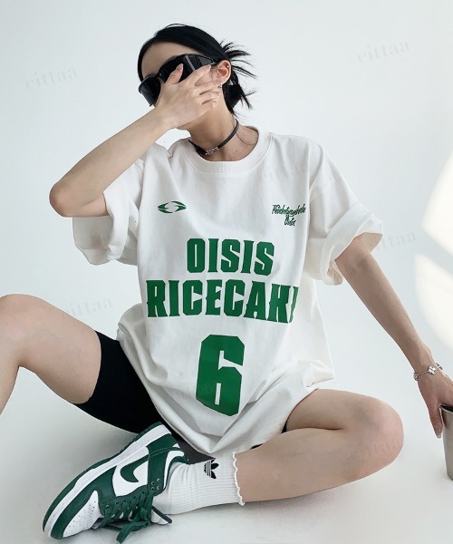 Dalfwin（ダールフィン）の「韓国ファッション 6ロゴデザイン半袖Tシャツ（Tシャツ/カットソー・レディース・グレー/ホワイト・FREE）」の7枚目の写真