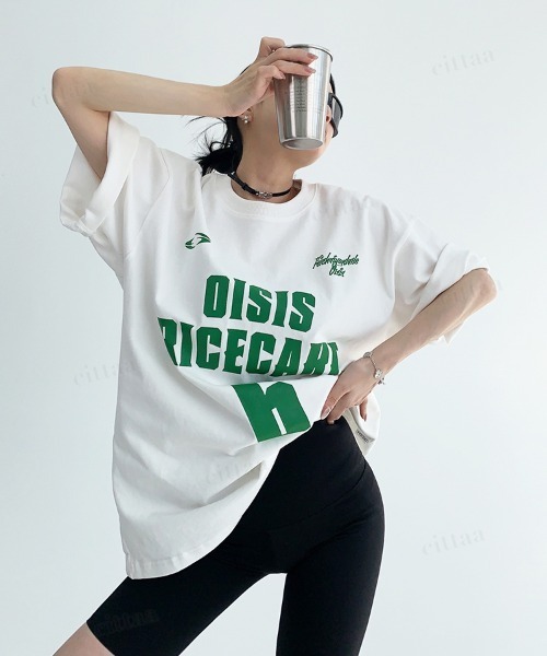 Dalfwin（ダールフィン）の「韓国ファッション 6ロゴデザイン半袖Tシャツ（Tシャツ/カットソー・レディース・グレー/ホワイト・FREE）」の8枚目の写真