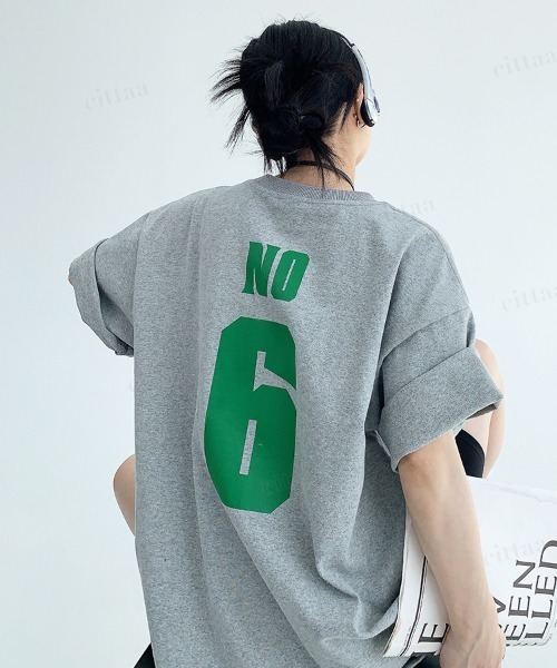 Dalfwin（ダールフィン）の「韓国ファッション 6ロゴデザイン半袖Tシャツ（Tシャツ/カットソー・レディース・グレー/ホワイト・FREE）」の12枚目の写真