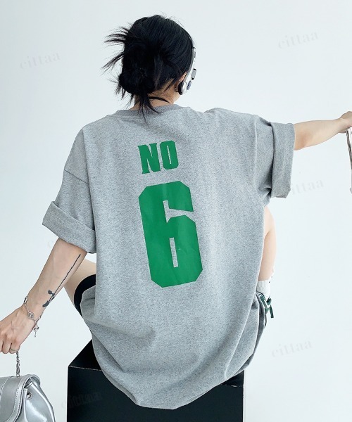 Dalfwin（ダールフィン）の「韓国ファッション 6ロゴデザイン半袖Tシャツ（Tシャツ/カットソー・レディース・グレー/ホワイト・FREE）」の15枚目の写真