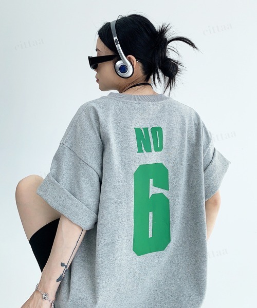 Dalfwin（ダールフィン）の「韓国ファッション 6ロゴデザイン半袖Tシャツ（Tシャツ/カットソー・レディース・グレー/ホワイト・FREE）」の19枚目の写真