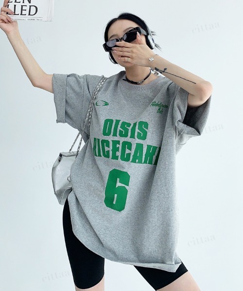 Dalfwin（ダールフィン）の「韓国ファッション 6ロゴデザイン半袖Tシャツ（Tシャツ/カットソー・レディース・グレー/ホワイト・FREE）」の18枚目の写真