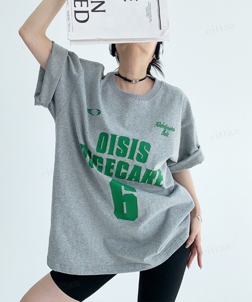 Dalfwin（ダールフィン）の「韓国ファッション 6ロゴデザイン半袖Tシャツ（Tシャツ/カットソー・レディース・グレー/ホワイト・FREE）」の20枚目の写真