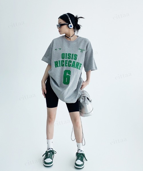 Dalfwin（ダールフィン）の「韓国ファッション 6ロゴデザイン半袖Tシャツ（Tシャツ/カットソー・レディース・グレー/ホワイト・FREE）」の22枚目の写真