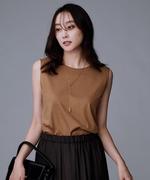 UNTITLED | 【接触冷感/コットン100/洗える/丸首】ノースリーブ天竺プルオーバー(Tシャツ/カットソー)