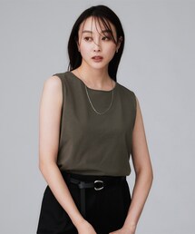 UNTITLED | 【接触冷感/コットン100/洗える/丸首】ノースリーブ天竺プルオーバー(Tシャツ/カットソー)