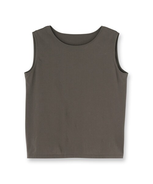 UNTITLED（アンタイトル）の「【接触冷感/コットン100/洗える/丸首】ノースリーブ天竺プルオーバー（Tシャツ/カットソー・レディース・ダークグレー/オフホワイト/キャメル・48/44/04/02/00）」の20枚目の写真