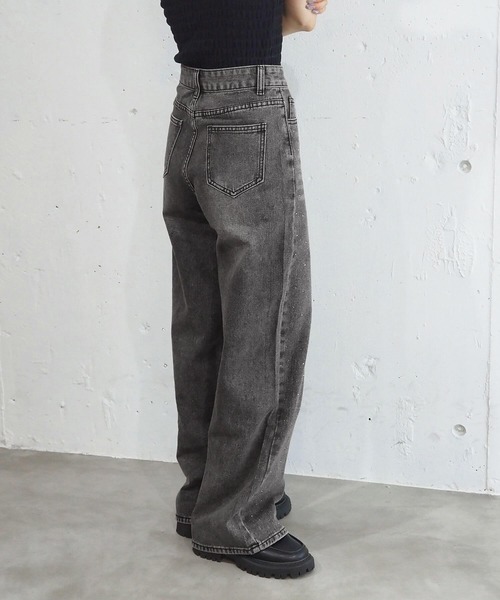 tiptop(ティップトップ)の「【2サイズ展開】ラインストーンワイドパンツ(デニムパンツ・レディース・ブラック/ダークブルー/サックスブルー・S/M)」の12枚目の写真