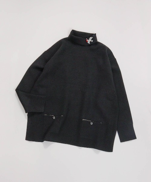 ラメ刺繍ワッペンハイネックニット（ニット/セーター）｜STUDIO PICONE