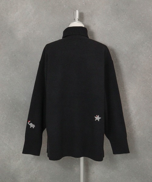 STUDIO PICONE(スタジオピッコーネ)の「ラメ刺繍ワッペンハイネックニット(ニット/セーター・レディース・ホワイト/ブラック/ベージュ・L/M)」の6枚目の写真